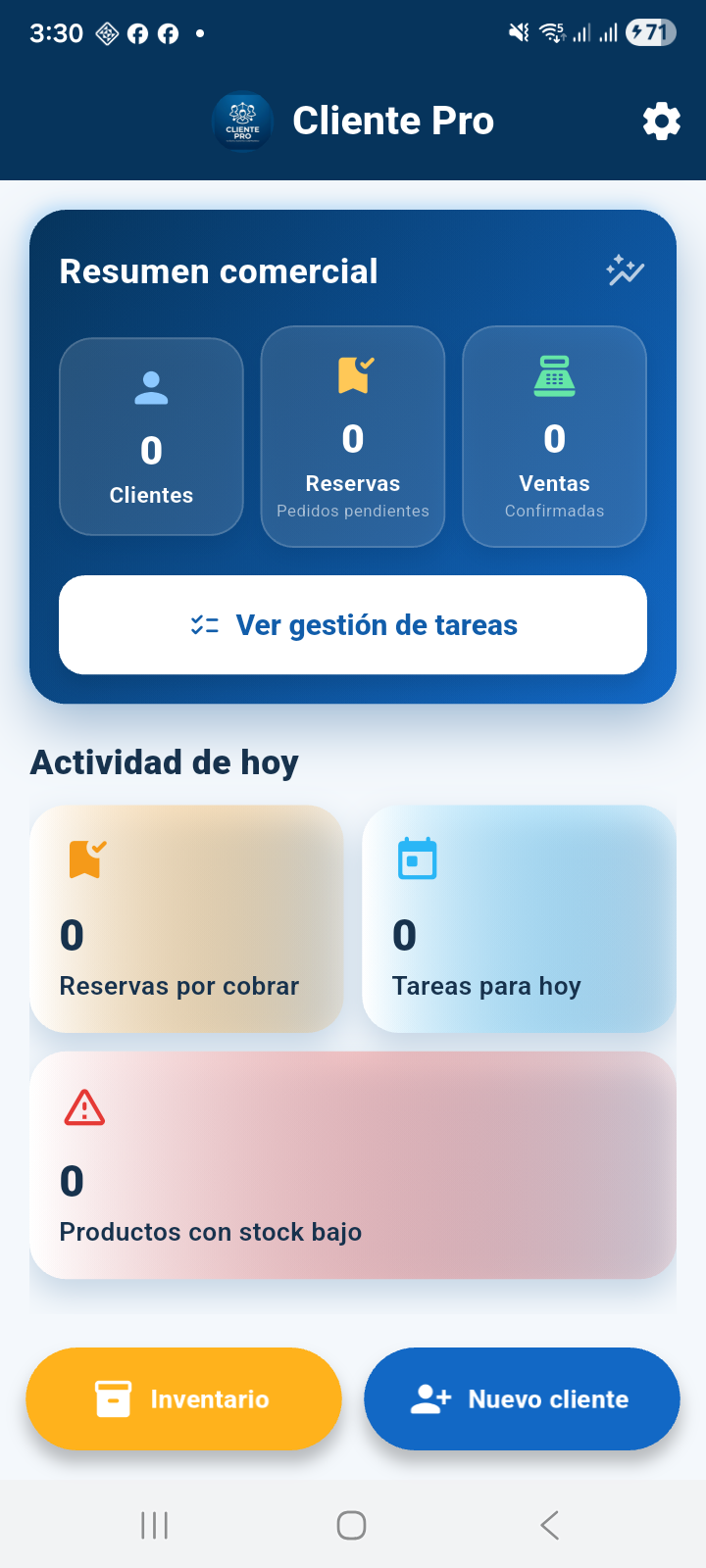 Inicio de Cliente Pro